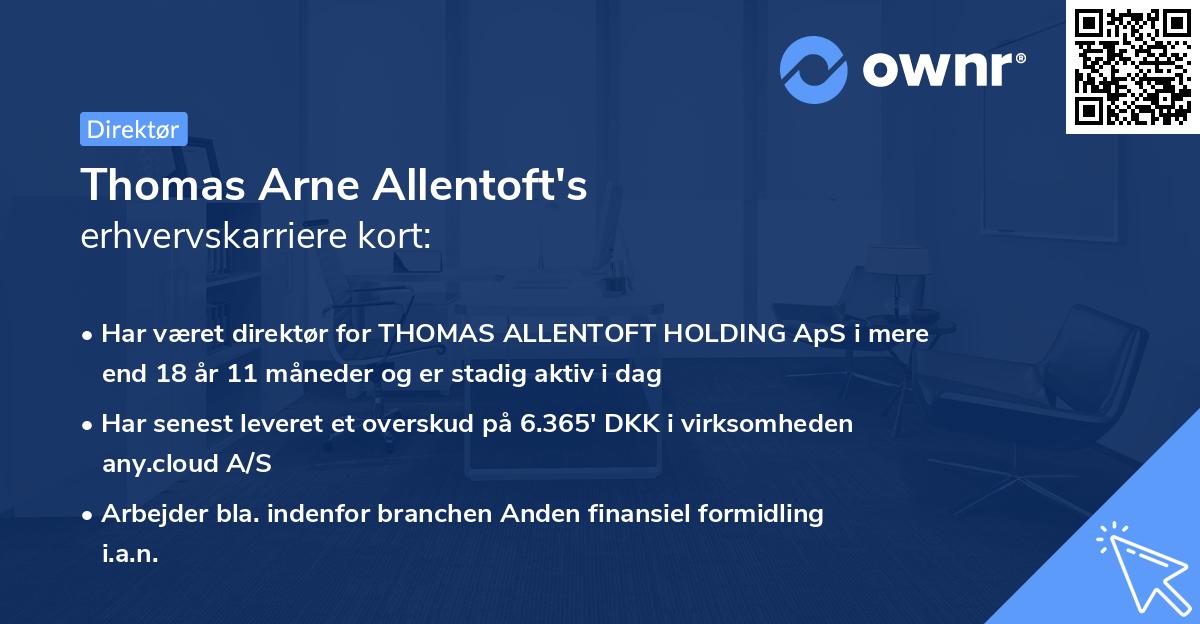 Thomas Arne Allentoft's erhvervskarriere kort