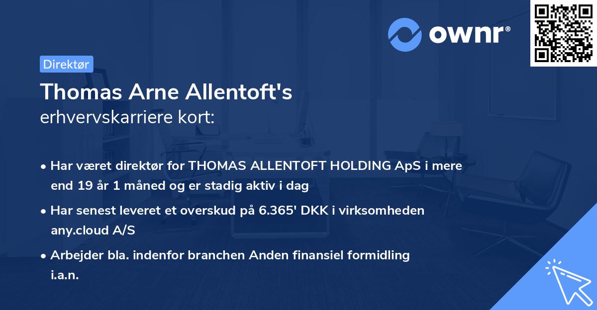 Thomas Arne Allentoft's erhvervskarriere kort