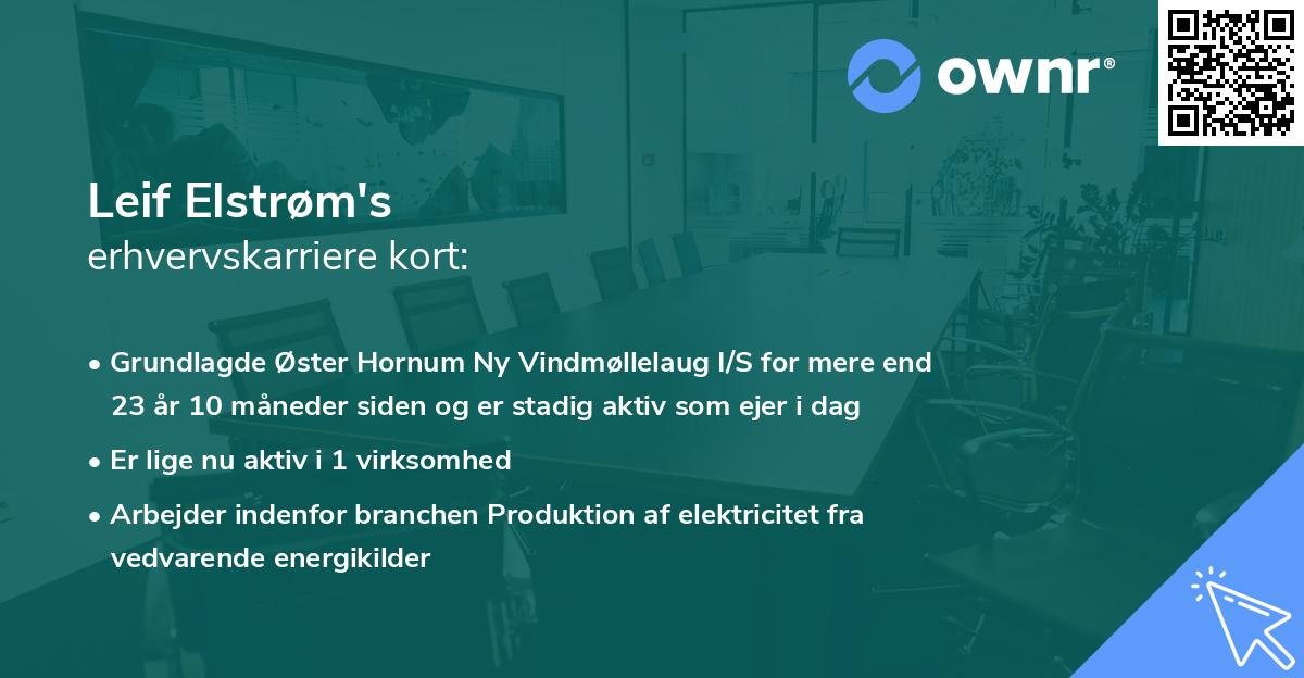 Leif Elstrøm's erhvervskarriere kort