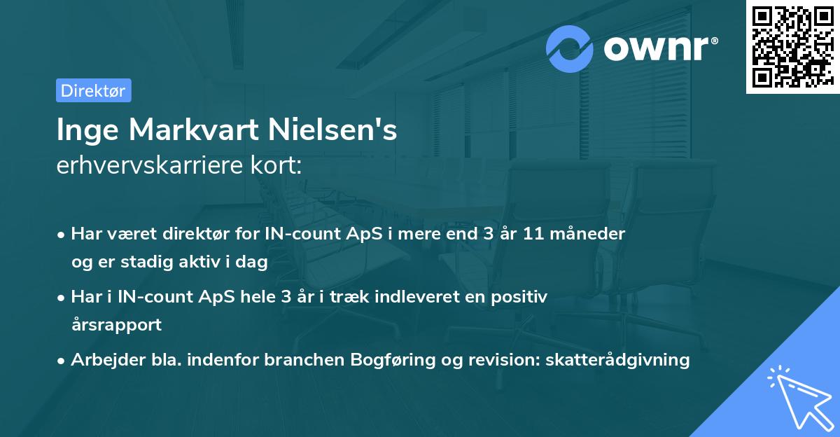 Inge Markvart Nielsen's erhvervskarriere kort