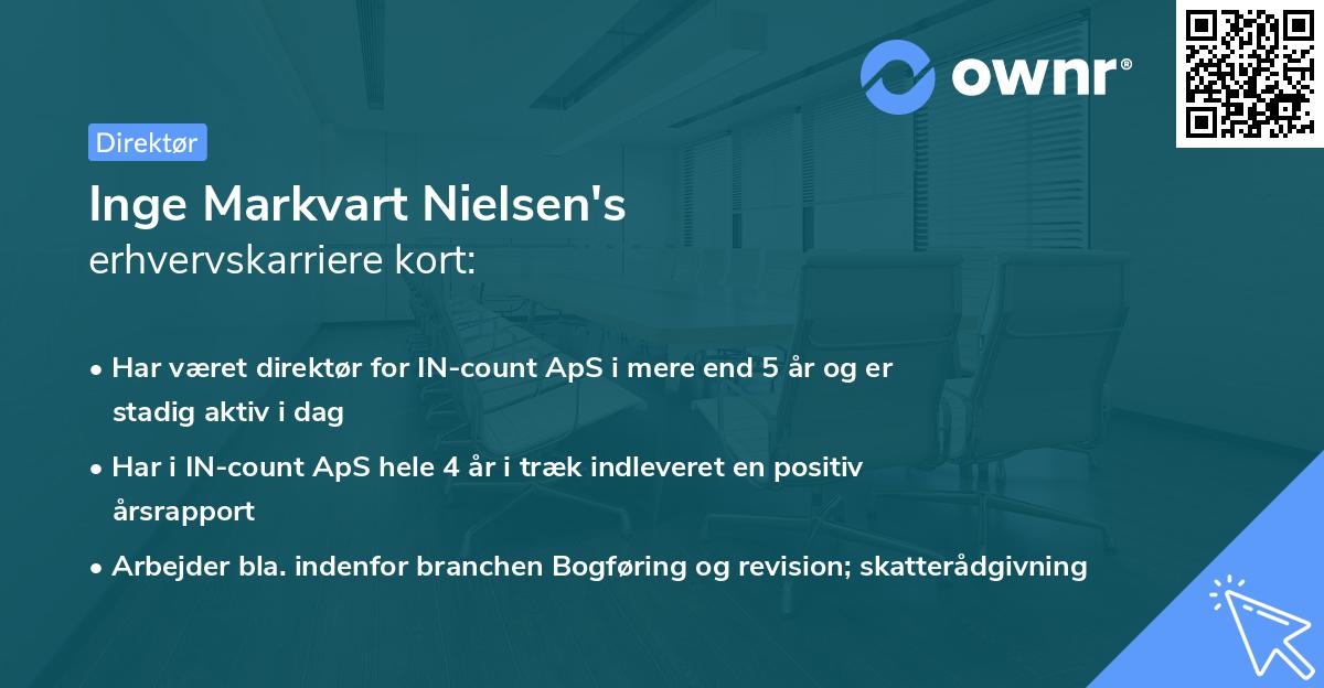 Inge Markvart Nielsen's erhvervskarriere kort