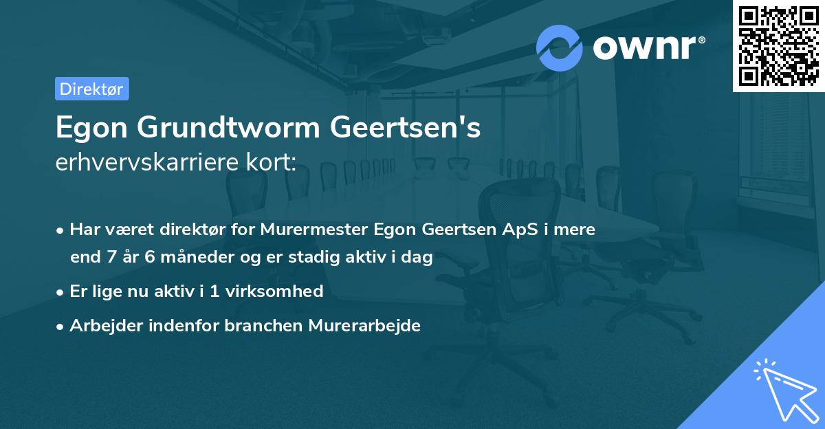 Egon Grundtworm Geertsen's erhvervskarriere kort