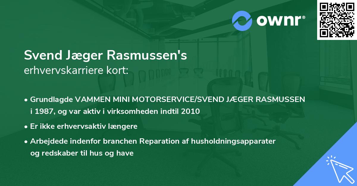 Svend Jæger Rasmussen's erhvervskarriere kort