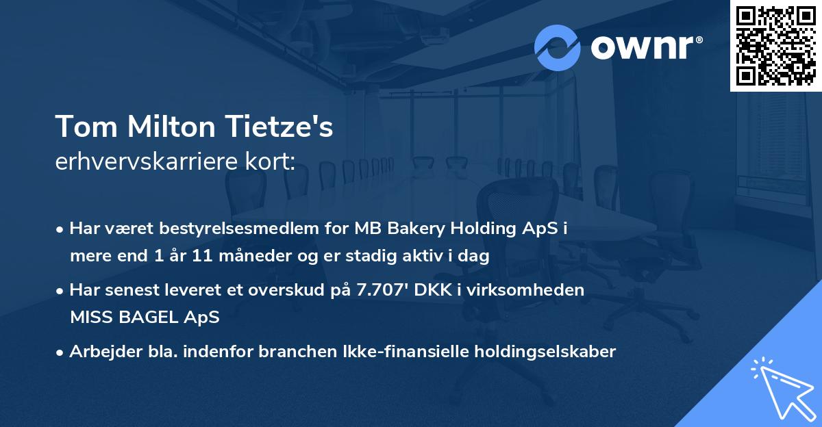 Tom Milton Tietze's erhvervskarriere kort