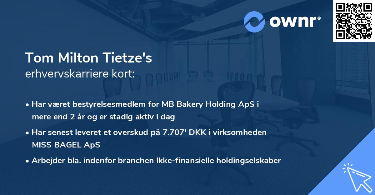 Tom Milton Tietze's erhvervskarriere kort