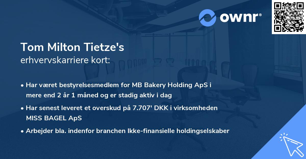 Tom Milton Tietze's erhvervskarriere kort