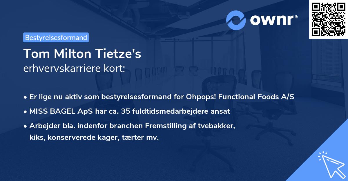 Tom Milton Tietze's erhvervskarriere kort