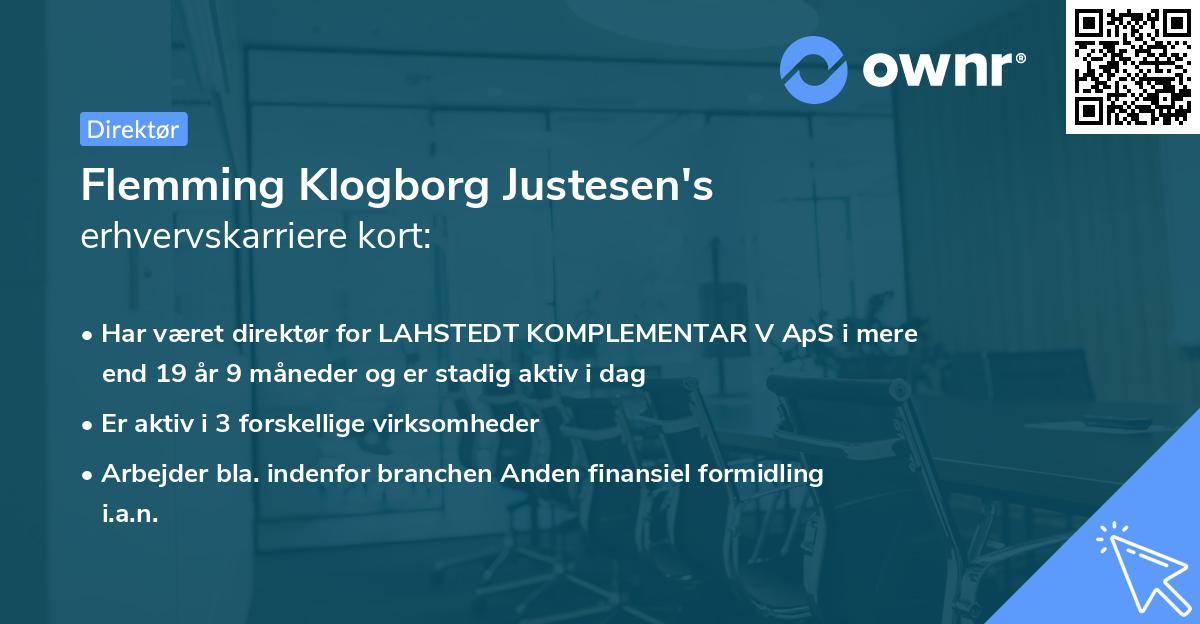 Flemming Klogborg Justesen's erhvervskarriere kort