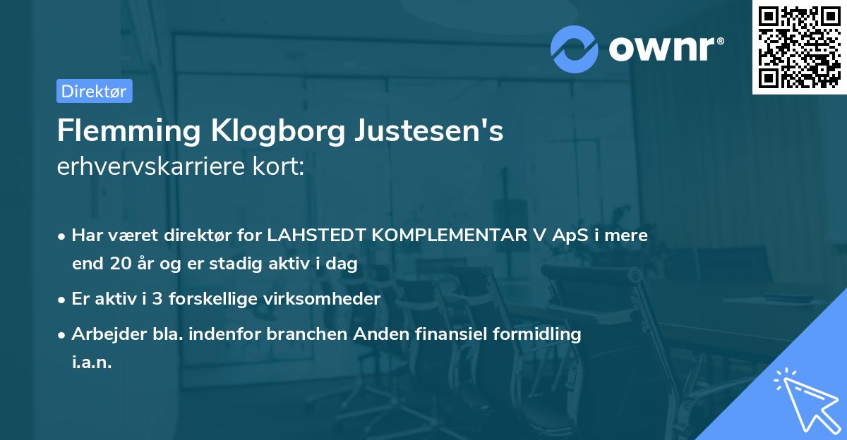 Flemming Klogborg Justesen's erhvervskarriere kort