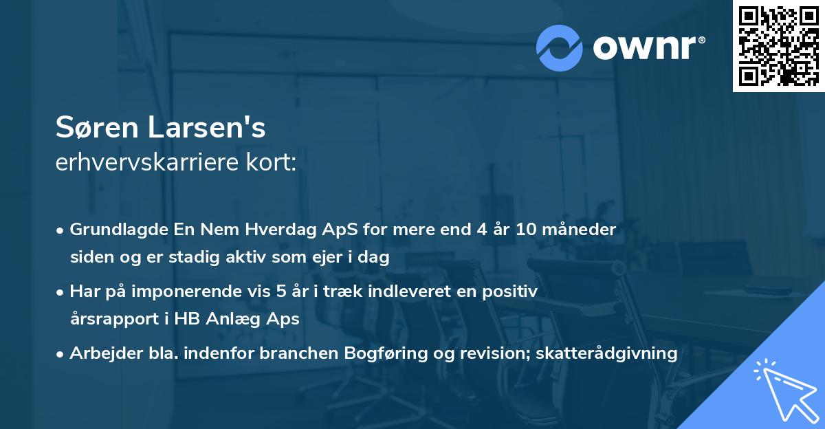 Søren Larsen's erhvervskarriere kort