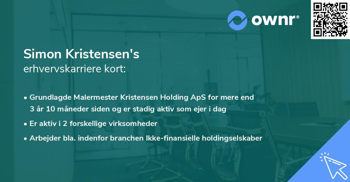 Simon Kristensen's erhvervskarriere kort