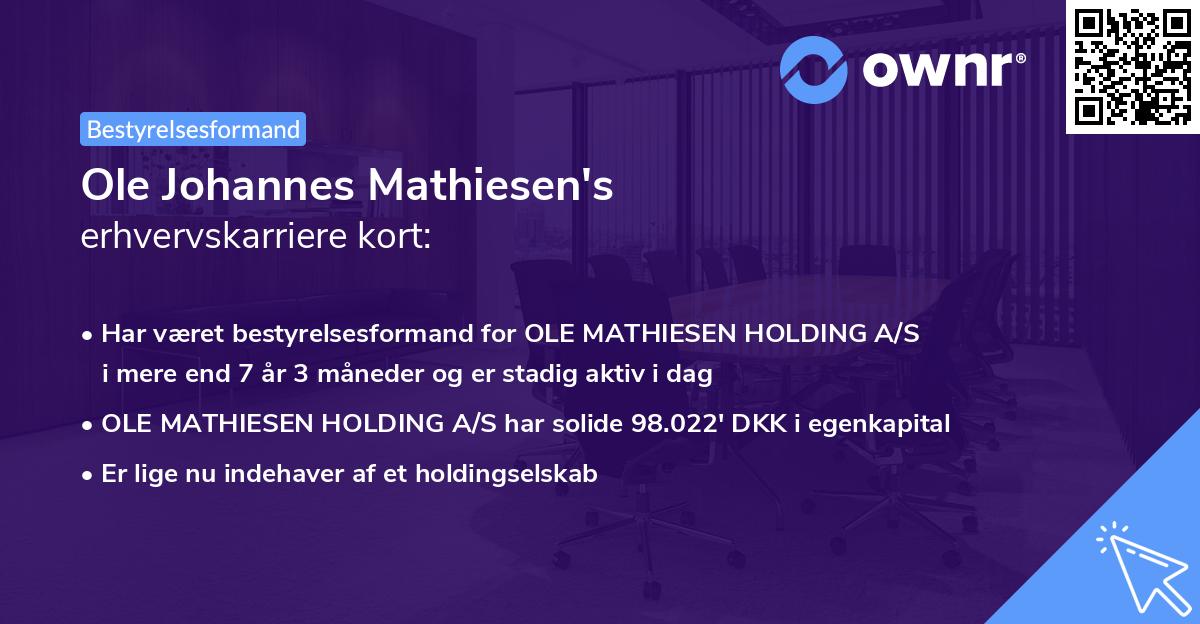 Ole Johannes Mathiesen's erhvervskarriere kort