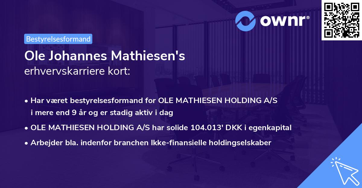 Ole Johannes Mathiesen's erhvervskarriere kort