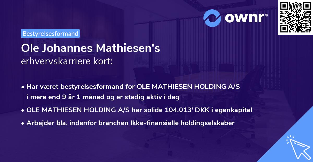 Ole Johannes Mathiesen's erhvervskarriere kort