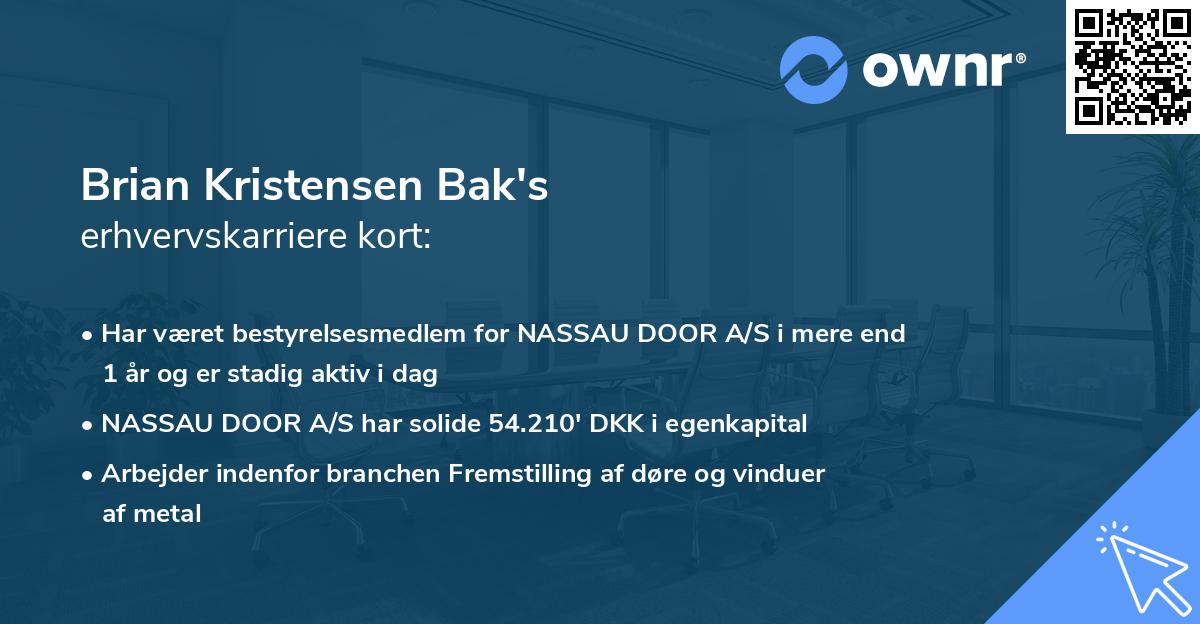 Brian Kristensen Bak's erhvervskarriere kort