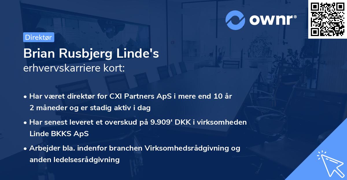 Brian Rusbjerg Linde's erhvervskarriere kort