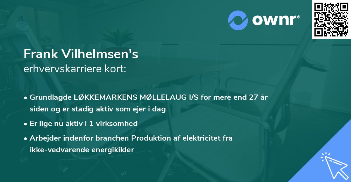 Frank Vilhelmsen's erhvervskarriere kort