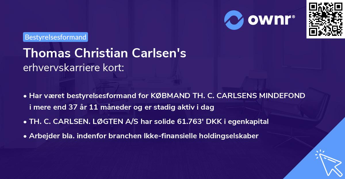 Thomas Christian Carlsen's erhvervskarriere kort