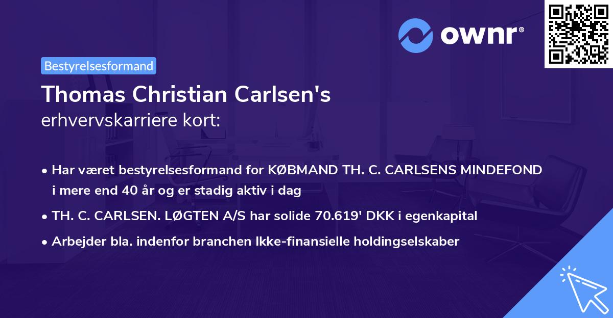 Thomas Christian Carlsen's erhvervskarriere kort