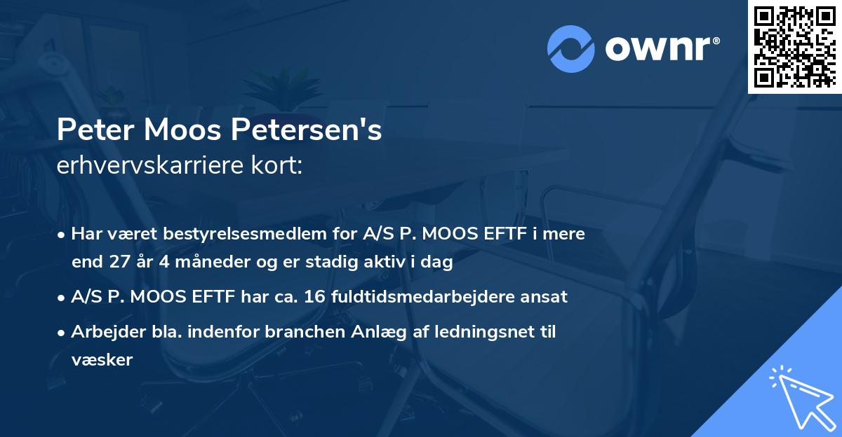 Peter Moos Petersen's erhvervskarriere kort