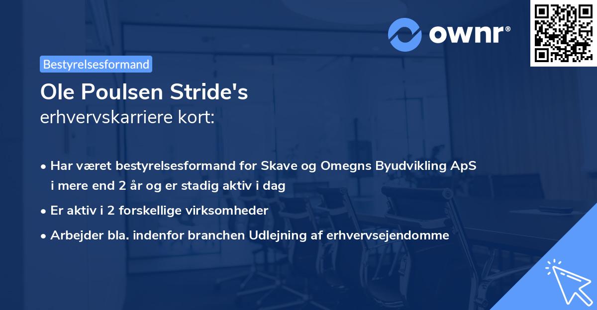 Ole Poulsen Stride's erhvervskarriere kort