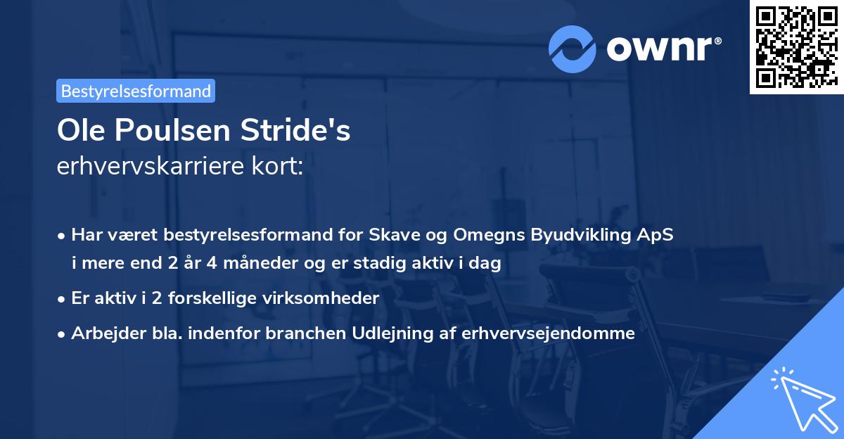 Ole Poulsen Stride's erhvervskarriere kort