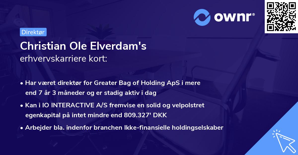 Christian Ole Elverdam's erhvervskarriere kort