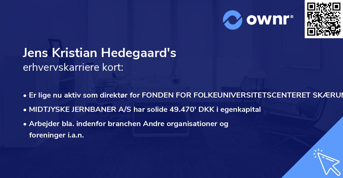 Jens Kristian Hedegaard's erhvervskarriere kort