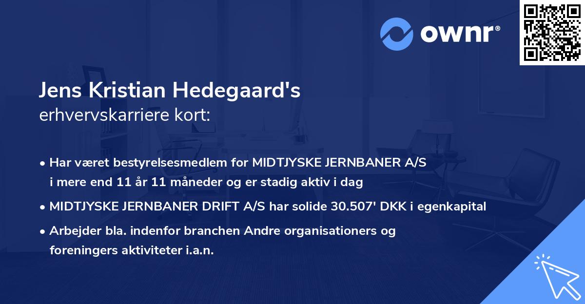 Jens Kristian Hedegaard's erhvervskarriere kort
