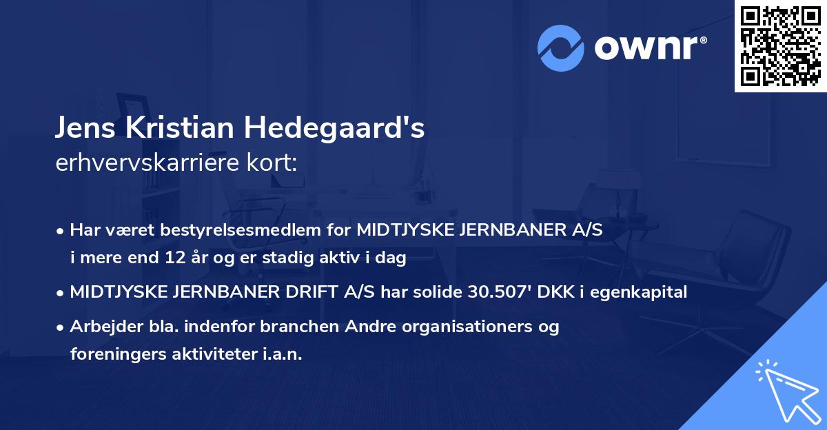 Jens Kristian Hedegaard's erhvervskarriere kort