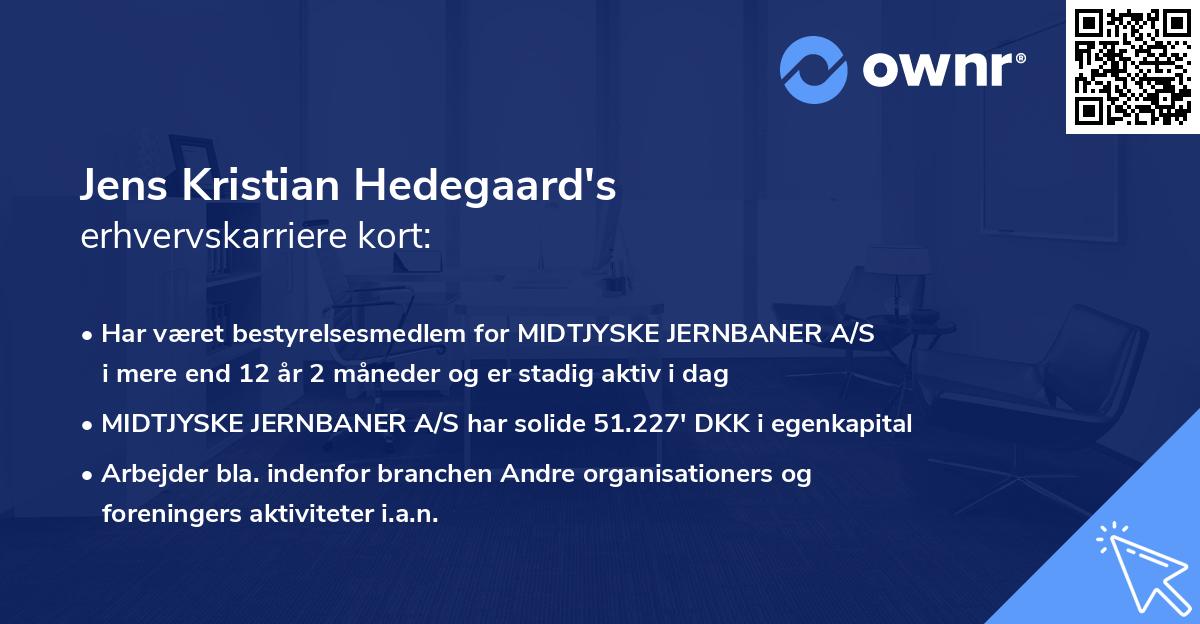 Jens Kristian Hedegaard's erhvervskarriere kort