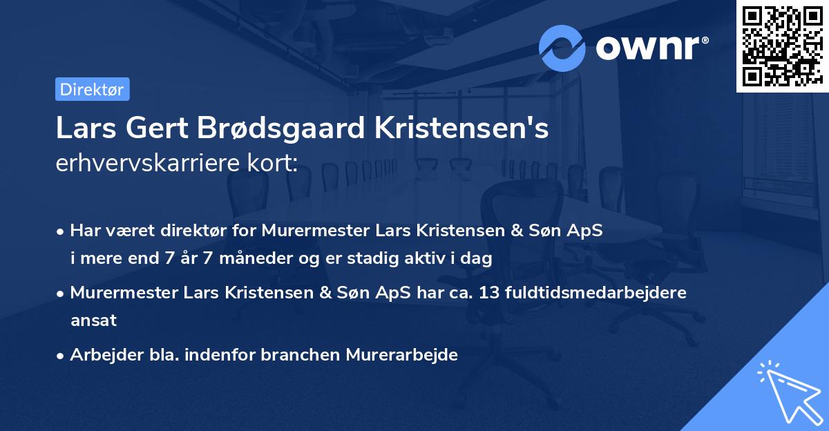 Lars Gert Brødsgaard Kristensen's erhvervskarriere kort