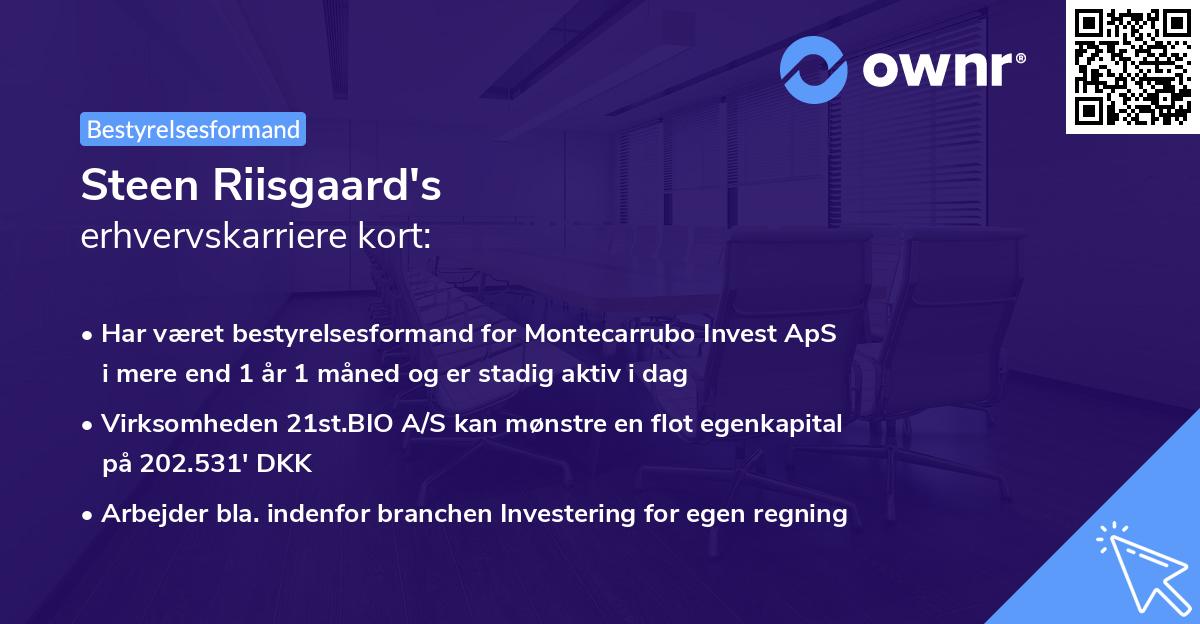 Steen Riisgaard's erhvervskarriere kort
