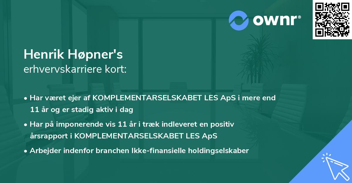 Henrik Høpner's erhvervskarriere kort