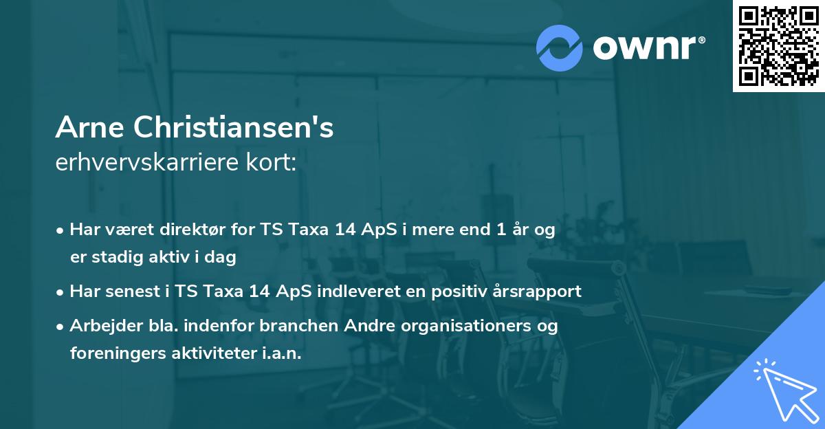 Arne Christiansen's erhvervskarriere kort