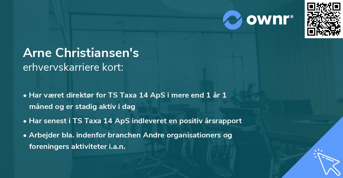 Arne Christiansen's erhvervskarriere kort