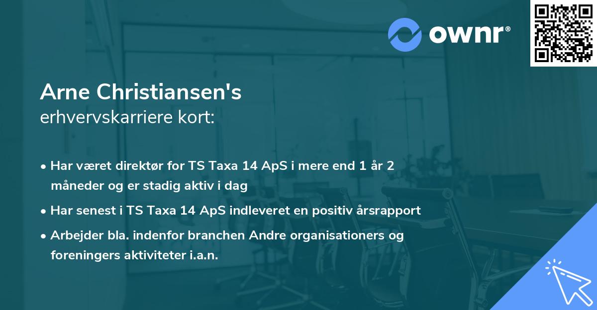 Arne Christiansen's erhvervskarriere kort
