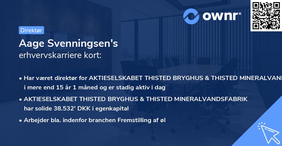 Aage Svenningsen's erhvervskarriere kort