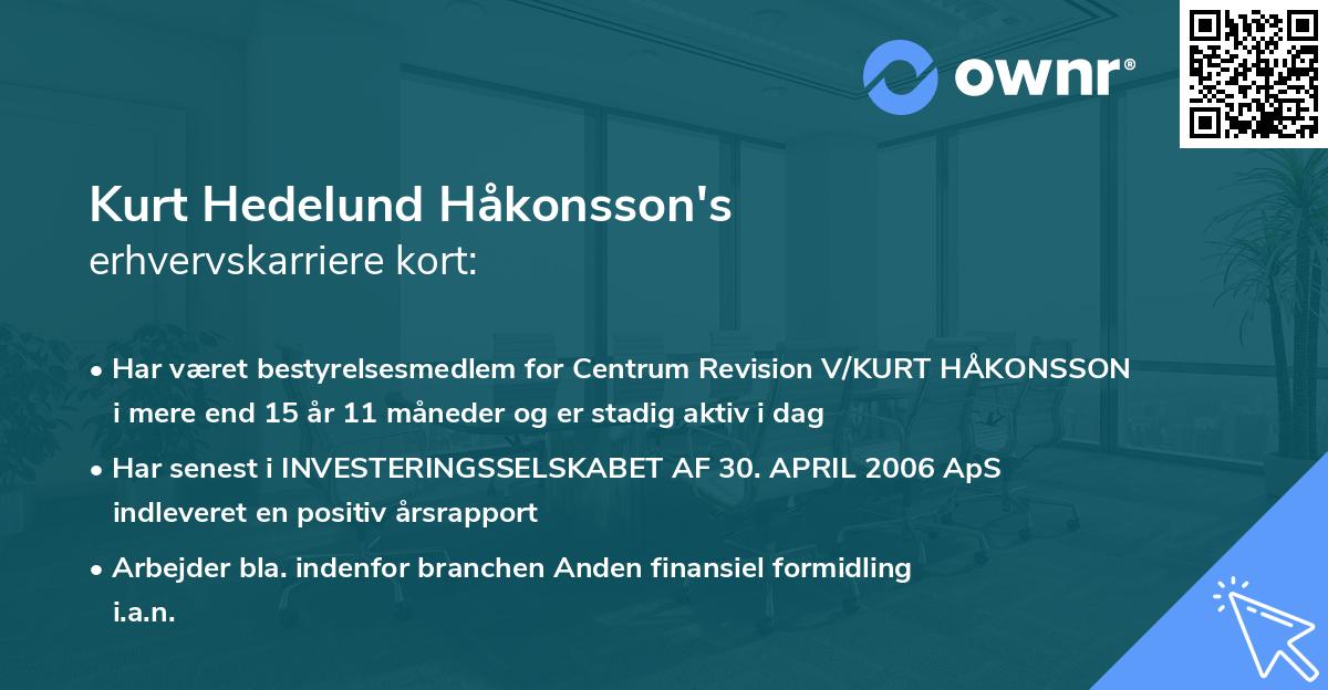 Kurt Hedelund Håkonsson's erhvervskarriere kort