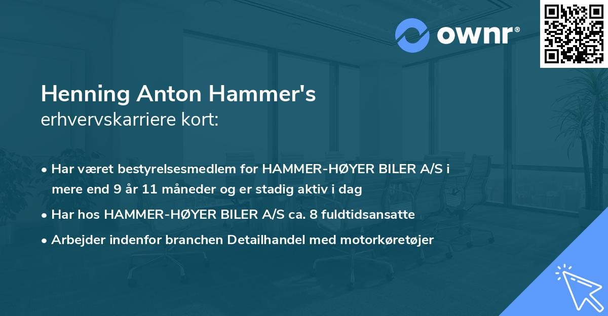 Henning Anton Hammer's erhvervskarriere kort