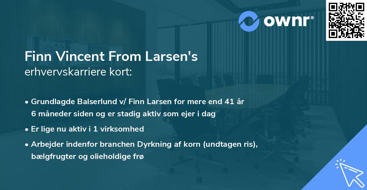 Finn Vincent From Larsen's erhvervskarriere kort