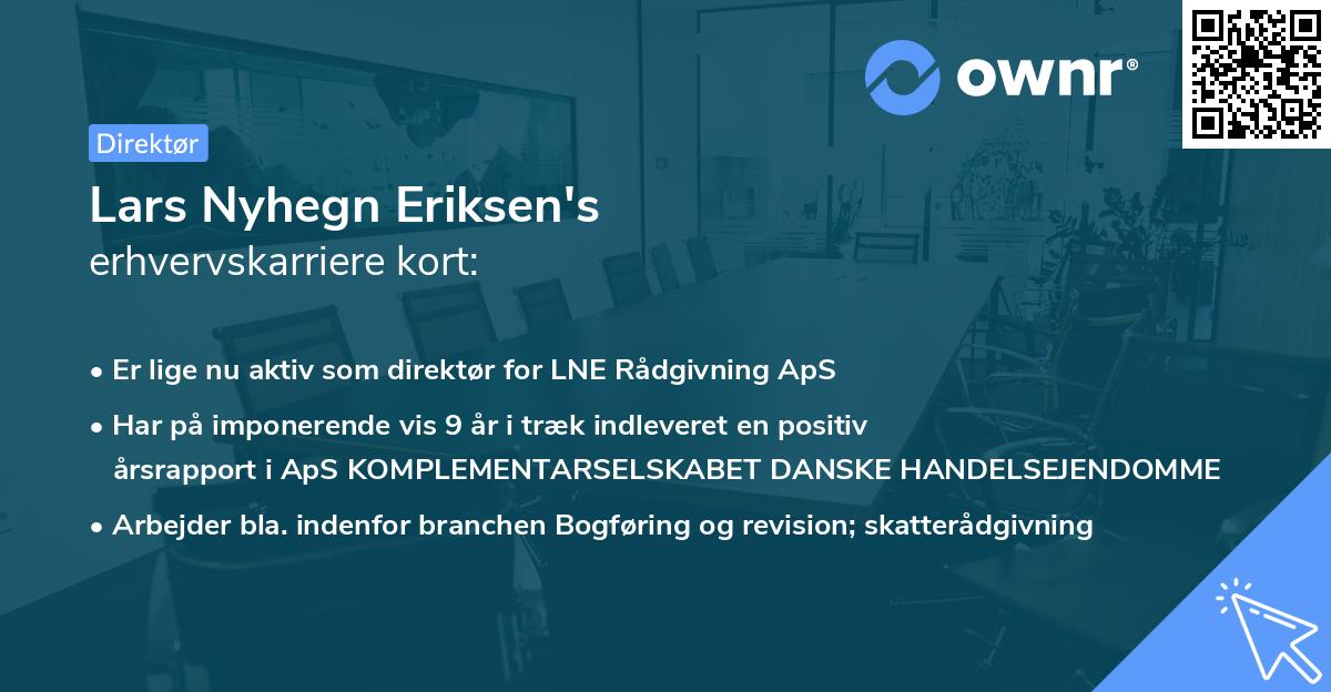 Lars Nyhegn Eriksen's erhvervskarriere kort