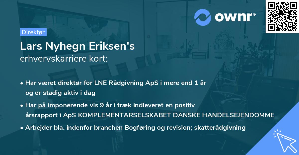 Lars Nyhegn Eriksen's erhvervskarriere kort