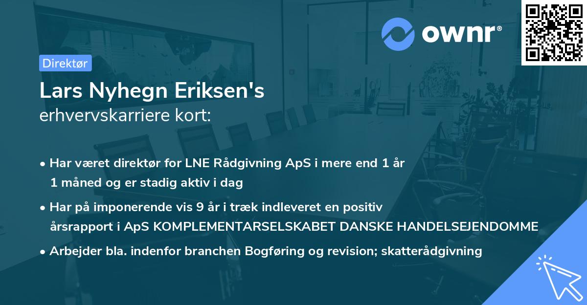 Lars Nyhegn Eriksen's erhvervskarriere kort