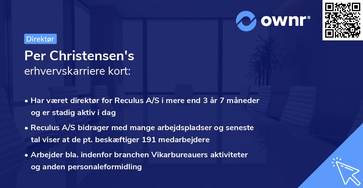 Per Christensen's erhvervskarriere kort