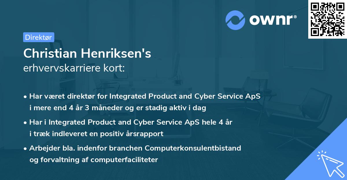 Christian Henriksen's erhvervskarriere kort
