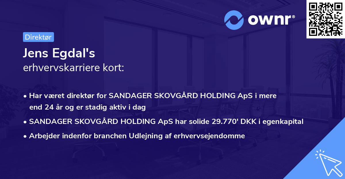 Jens Egdal's erhvervskarriere kort