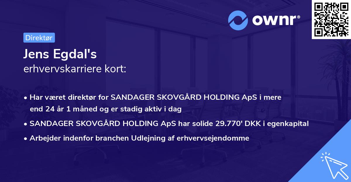 Jens Egdal's erhvervskarriere kort