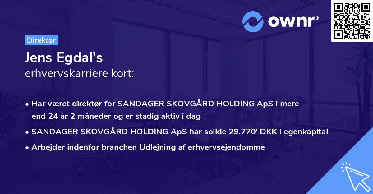 Jens Egdal's erhvervskarriere kort