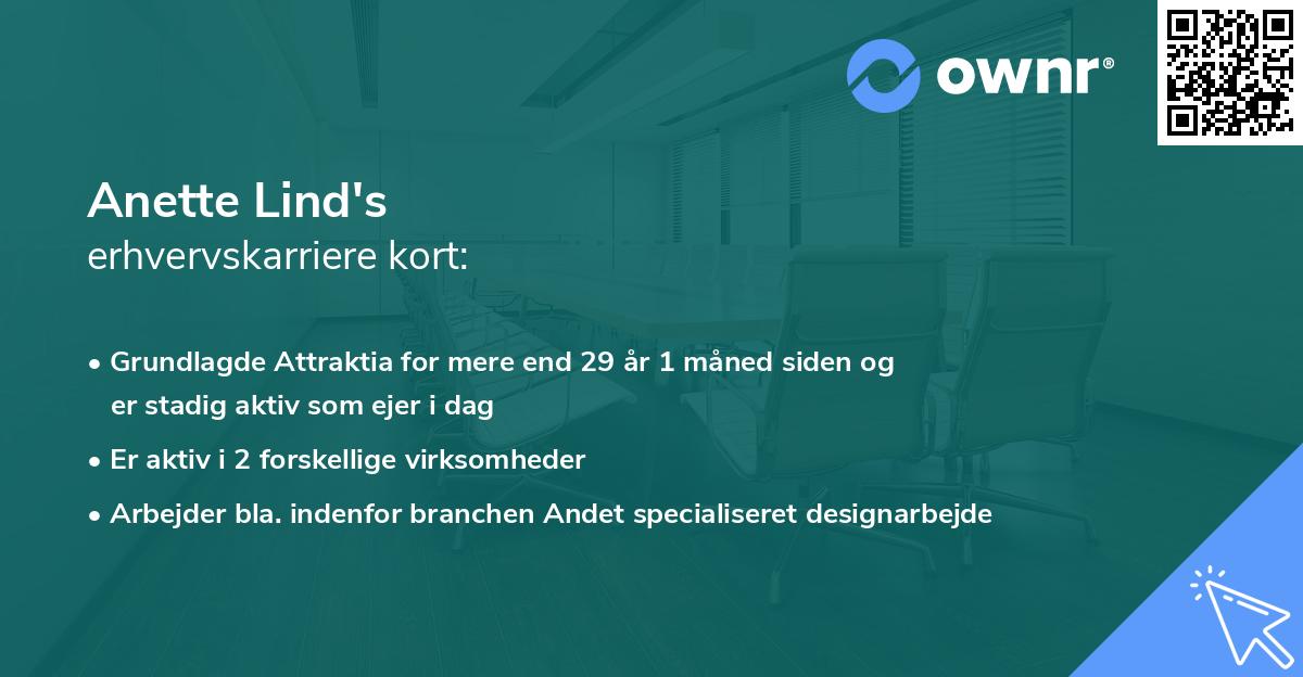 Anette Lind's erhvervskarriere kort